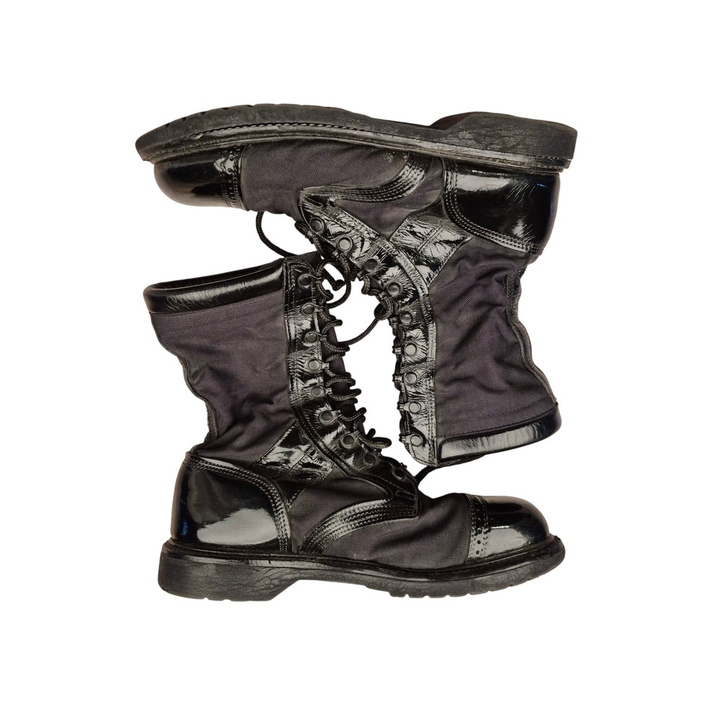 Corcoran Black Canvas Patent Leather Cap Toe Tactical Combat Boots Mens Sz 12 EE